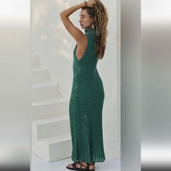 NWT FREE PEOPLE HARLEY SWEATER MAXI DRESS IN FROSTY SPRUCE, Medium - Picture 2 of 5
